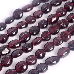 Genuine Natural Wine Red Garnet Loose Beads Grade AA Pebble Nugget Shape 7-9mm