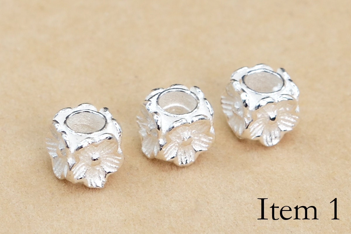 2Pcs 925 Sterling Silver Matte Spacer Beads 8mm – Round – DIY Necklace Bracelet Findings