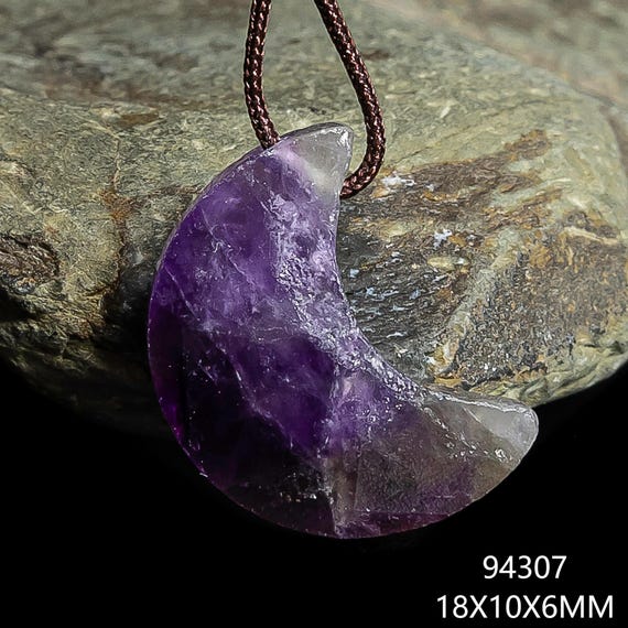 Genuine Natural Purple Amethyst Pendant-moon Shape Amethyst Top