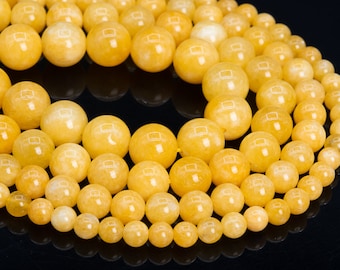Luźne koraliki kwarcowe w kolorze głębokiej żółci, kształt okrągły, 6 mm, 8 mm, 10 mm, 12 mm