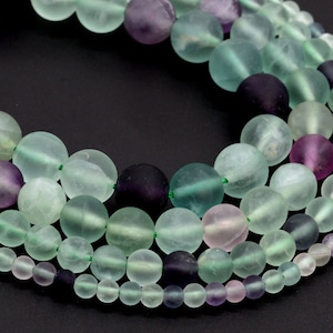 Genuine Natural Matte Multicolor Fluorite Loose Beads Grade A Round Shape 6mm 8mm 9-10mm 12mm