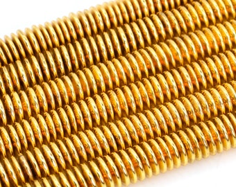 Shiny Gold Tone Hematite Loose Beads Rondelle Shape 6x1mm