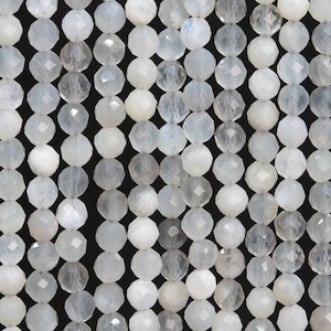 Genuina gris natural piedra luna suelta perlas grado AA facetado forma redonda 4MM