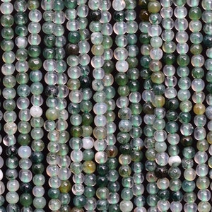 Genuine Natural Moss Agate Loose Beads Round Shape 2mm