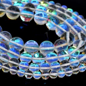 White Rainbow Mystic Aura Quartz Loose Beads Round Shape 6mm 8mm 10mm