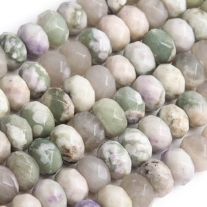Genuine Natural Milky Green Jade Loose Beads Faceted Rondelle Shape 8x5mm