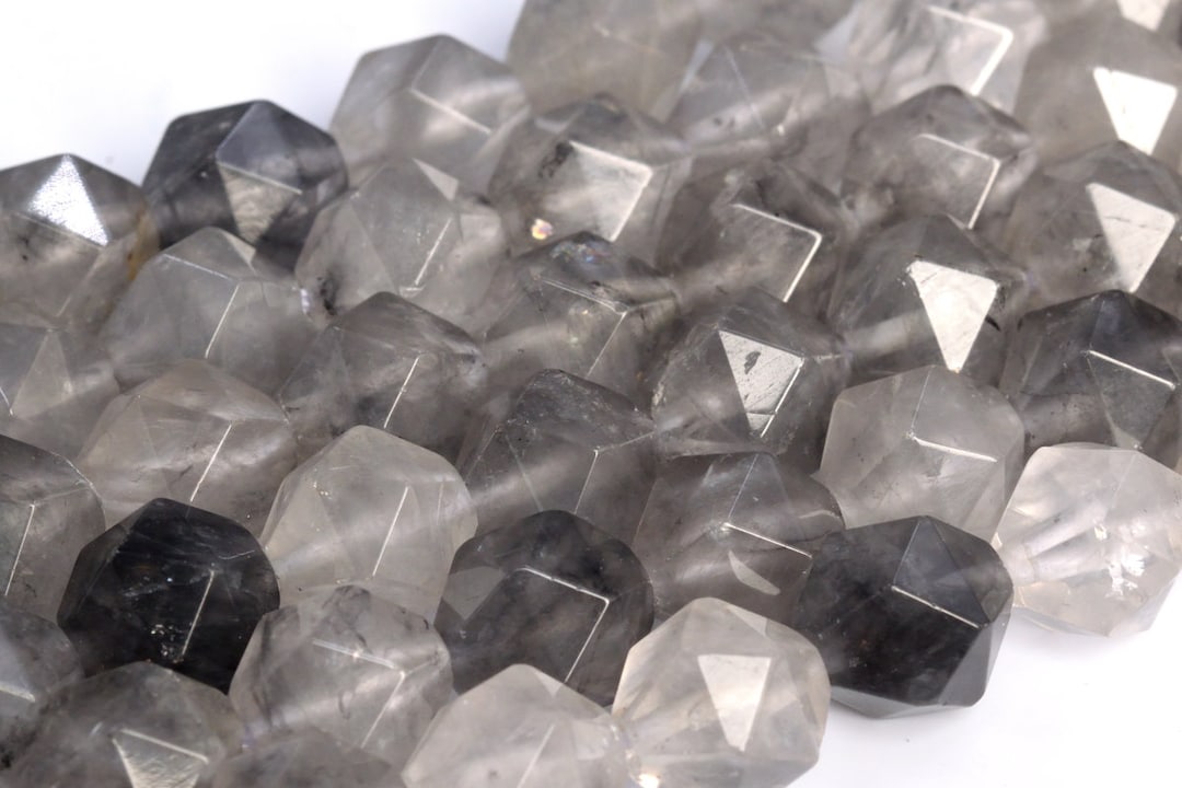 Genuine Natural Gray Crystal Quartz Loose Beads Star Cut Etsy
