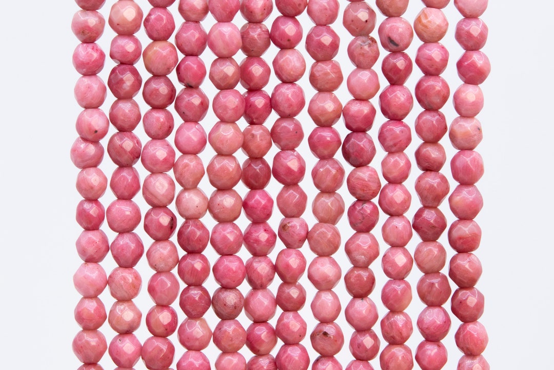 Genuine Natural Rose Pink Rhodonite Loose Beads Facted Round - Etsy
