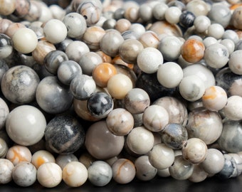 Genuine Natural Gray Picasso Jasper Loose Beads Round Shape 4mm 6mm 10mm