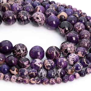 Grape Purple Sea Sediment Imperial Jasper Loose Beads Round Shape 6mm 8mm 10mm
