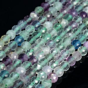 Genuine Natural Multicolor Fluorite Loose Beads Grade AA Faceted Round Shape 5mm