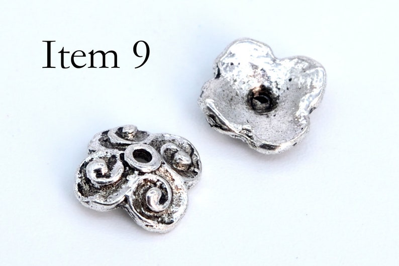 50 pcs Bead Caps Spacers End Cap DIY Jewelry Making Antique Silver Tone image 10