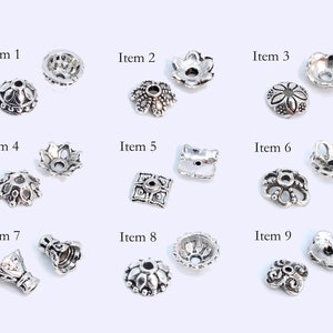 50 pcs Bead Caps Spacers End Cap DIY Jewelry Making Antique Silver Tone image 1