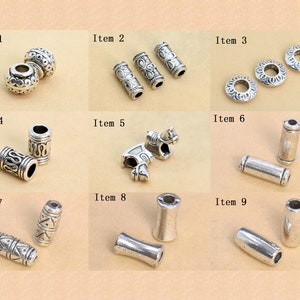 10 Pcs Tube / Rondelle Spacer Beads - Antique Silver Tone Beads