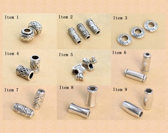 10 Pcs Tube / Rondelle Spacer Beads - Antique Silver Tone Beads