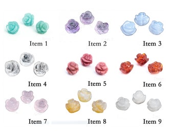 5 Pcs Flower Beads 8mm Rose Carved Gemstone - 18 Different Stone In List