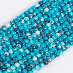 Blue & Gray Rain Flower Jade Loose Beads Round Shape 3mm