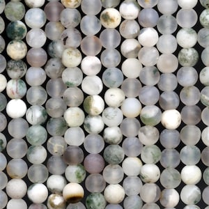 Genuine Natural Matte Green and White Moss Agate Loose Beads Round Shape 4mm