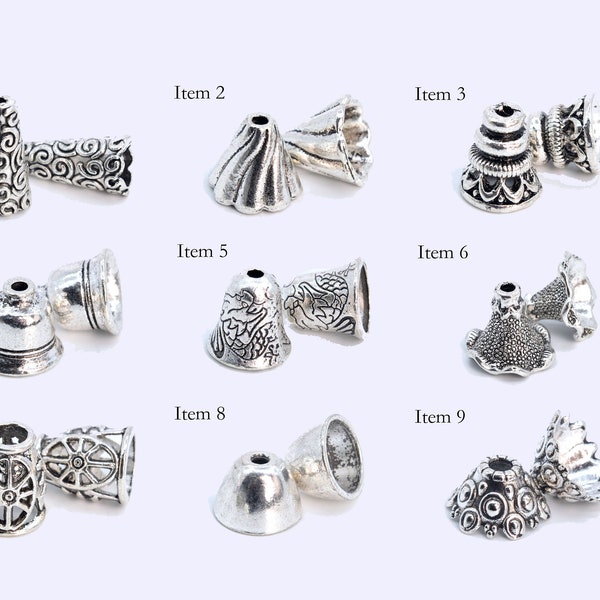 20 pcs Bead Caps Spacers End Cap DIY Jewelry Making - Antique Silver Tone