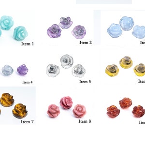 5 Pcs Flower Beads 10mm Rose Carved Gemstone - 19 Different Stone In List