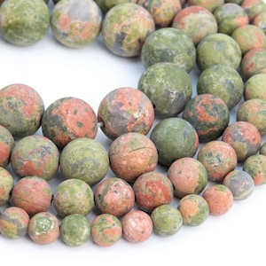 Genuine Natural Matte Lotus Pond Unakite Loose Beads Round Shape 6mm 8mm 10mm 15mm