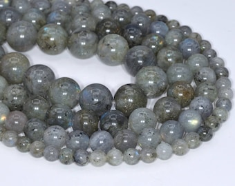 Perles de labradorite gris clair, véritable naturel, rondes, qualité A, 6 mm 8 mm 10 mm 12 mm