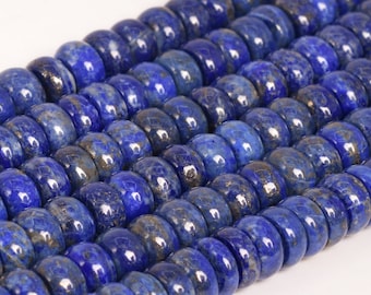 Echte natürliche tiefblaue Lapislazuli lose Perlen Afghanistan Klasse A Rondelle Form 8x4-6 mm