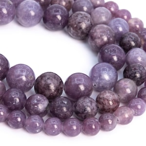 Genuine Natural Lepidolite Loose Beads Grade A Heather Purple Round Shape 6-7mm 8-7mm 9-10mm