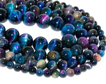 Cat Eye Aurora Tiger Eye Loose Beads Grade AAA Round Shape 6mm 8mm 10mm 12mm