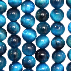 Natural Blue Green Tiger Eye Loose Beads Grade AAA Round Shape 4mm