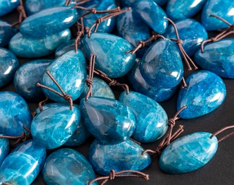 Top Drilled Cabochon Different Shape Stone Pendant - Genuine Natural Light Blue Apatite