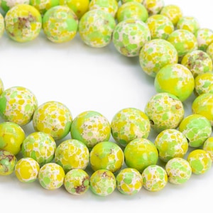 Lemon Yellow Green Imperial Jasper Loose Beads Round Shape 6mm 8mm 10mm