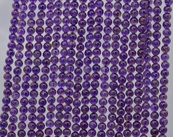 Genuine Natural Purple Amethyst Loose Beads Grade AA Round Shape 4mm