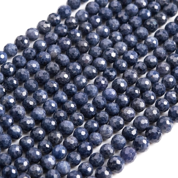 Genuine Natural Deep Blue Sapphire Loose Beads Grade AA Micro Faceted Round Shape 4mm