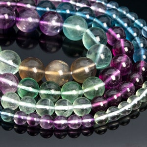 Genuine Natural Multicolor Fluorite Loose Beads Grade AAA Round Shape 6mm 8mm 10mm 12mm