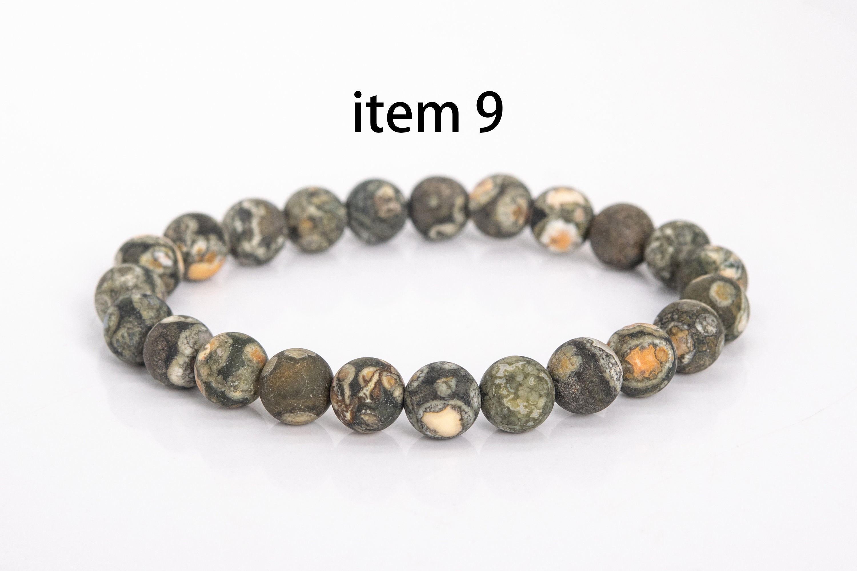 8mm Matte Round Gemstone Bracelet - Tiger Eye / Striped
