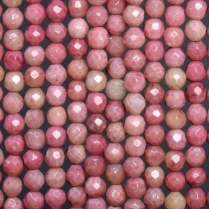 Genuine Natural Haitian Flower Rhodonite Loose Beads Faceted Round Shape 4mm