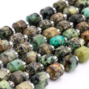 Genuine Natural African Turquoise Loose Beads Faceted Bicone Barrel Drum Shape 8x7mm