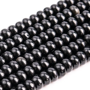 Genuine Natural Black Obsidian Loose Beads Rondelle Shape 6x4mm 8x5mm