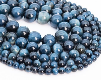 Genuine Natural Gray Blue Tiger Eye Hawk Eye Loose Beads Grade AAA Round Shape 6mm 7-8mm 10mm 12mm