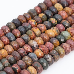 Genuine Natural Red Creek Jasper Loose Beads Faceted Rondelle Shape 10x5MM