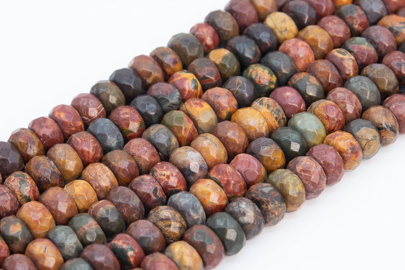 8x4MM Natural Picasso Jasper Beads Grade AAA Rondelle Gemstone Loose Beads 7.5" 