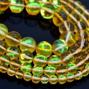 Yellow Mystic Aura Quartz Loose Beads Round Shape 6mm 8mm 10mm