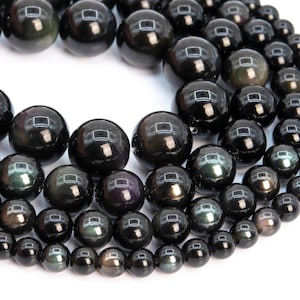 Genuine Natural Rainbow Obsidian Loose Beads Grade A Round Shape 6mm 8mm