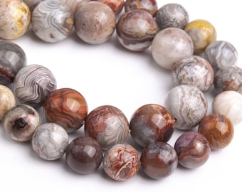 Genuine Natural Mexican Crazy Lace Agate White Brown Loose Beads Round Shape 6mm 8mm 10mm 12mm