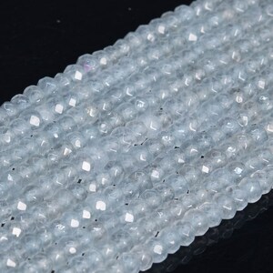 Natural Faint Gray Blue Jade Loose Beads Faceted Rondelle Shape 4x2mm