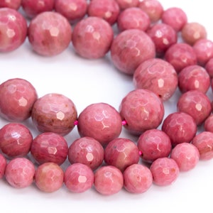 Genuine Natural Rose Pink Rhodonite Loose Beads Micro Facted Round Shape 6mm 8mm 10mm