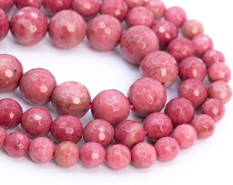 Véritable naturel rose rhodonite rose perles en vrac micro-facté forme ronde 6 mm 8 mm 10 mm