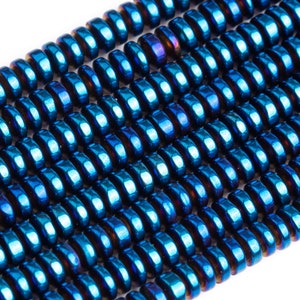 ブルーヘマタイトルースビーズ ロンデルシェイプ 4 x 2 mm