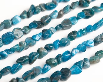 Genuine Natural Blue Apatite Loose Beads Grade AA Pebble Nugget Shape 7-9mm